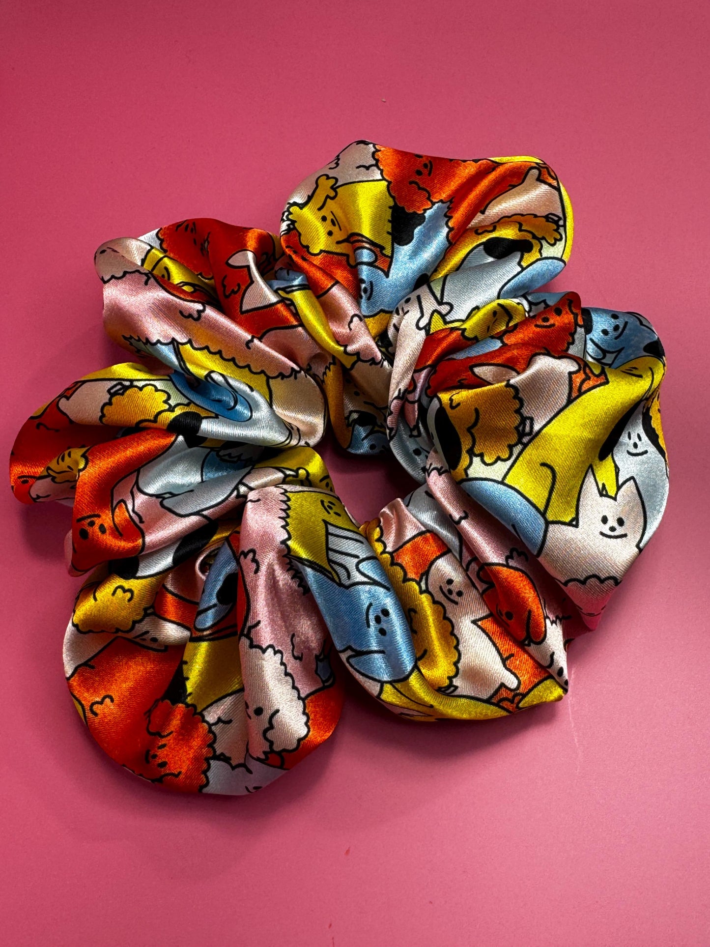 Cat Pattern by The Peach Fuzz Oversized Jumbo XL Satin Scrunchie | Bridal Gift | Bridesmaid Gift | Gifts for Her