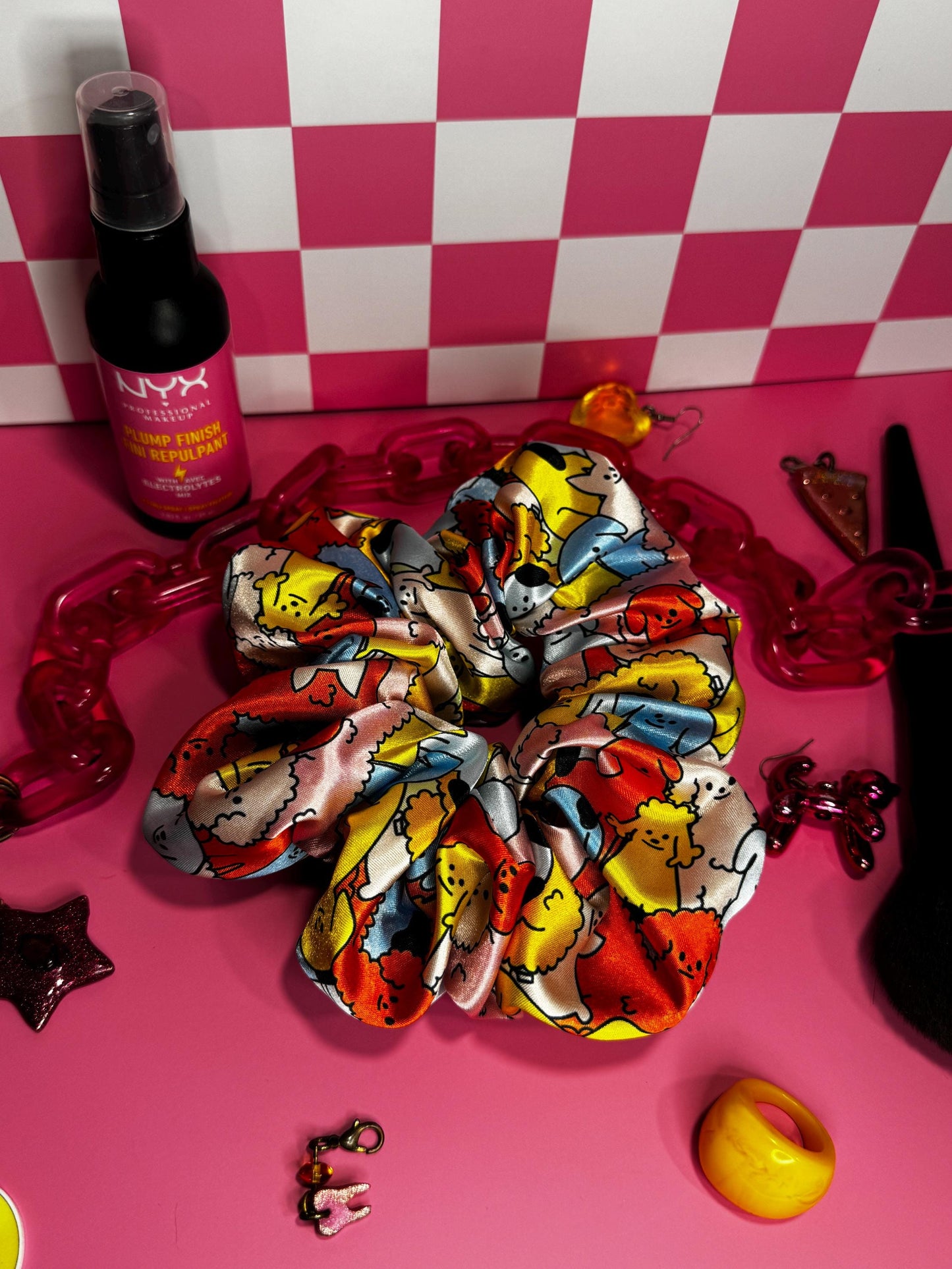 Dog Pattern by The Peach Fuzz Oversized Jumbo XL Satin Scrunchie | Bridal Gift | Bridesmaid Gift | Gifts for Her