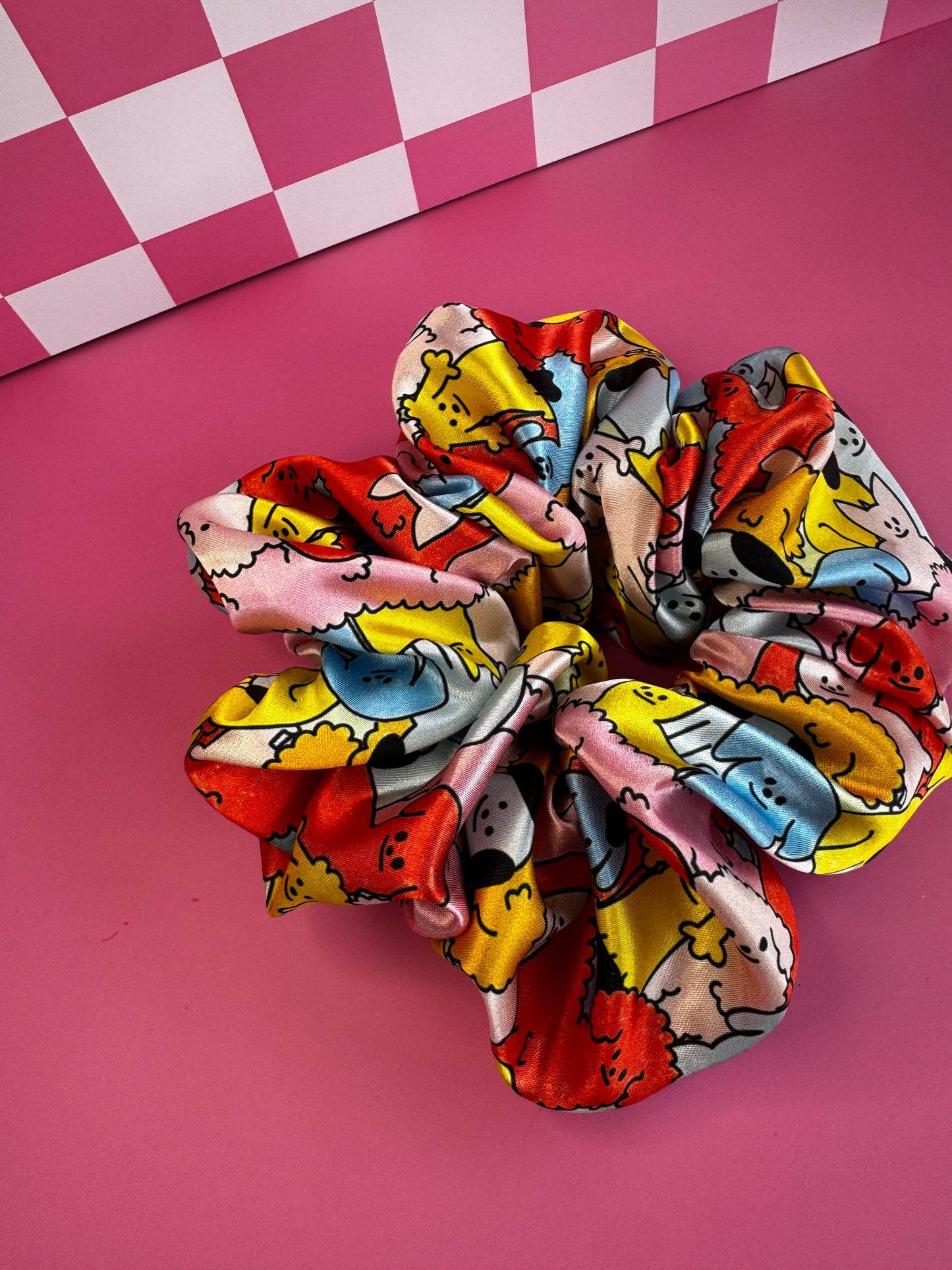 Dog Pattern by The Peach Fuzz Oversized Jumbo XL Satin Scrunchie | Bridal Gift | Bridesmaid Gift | Gifts for Her