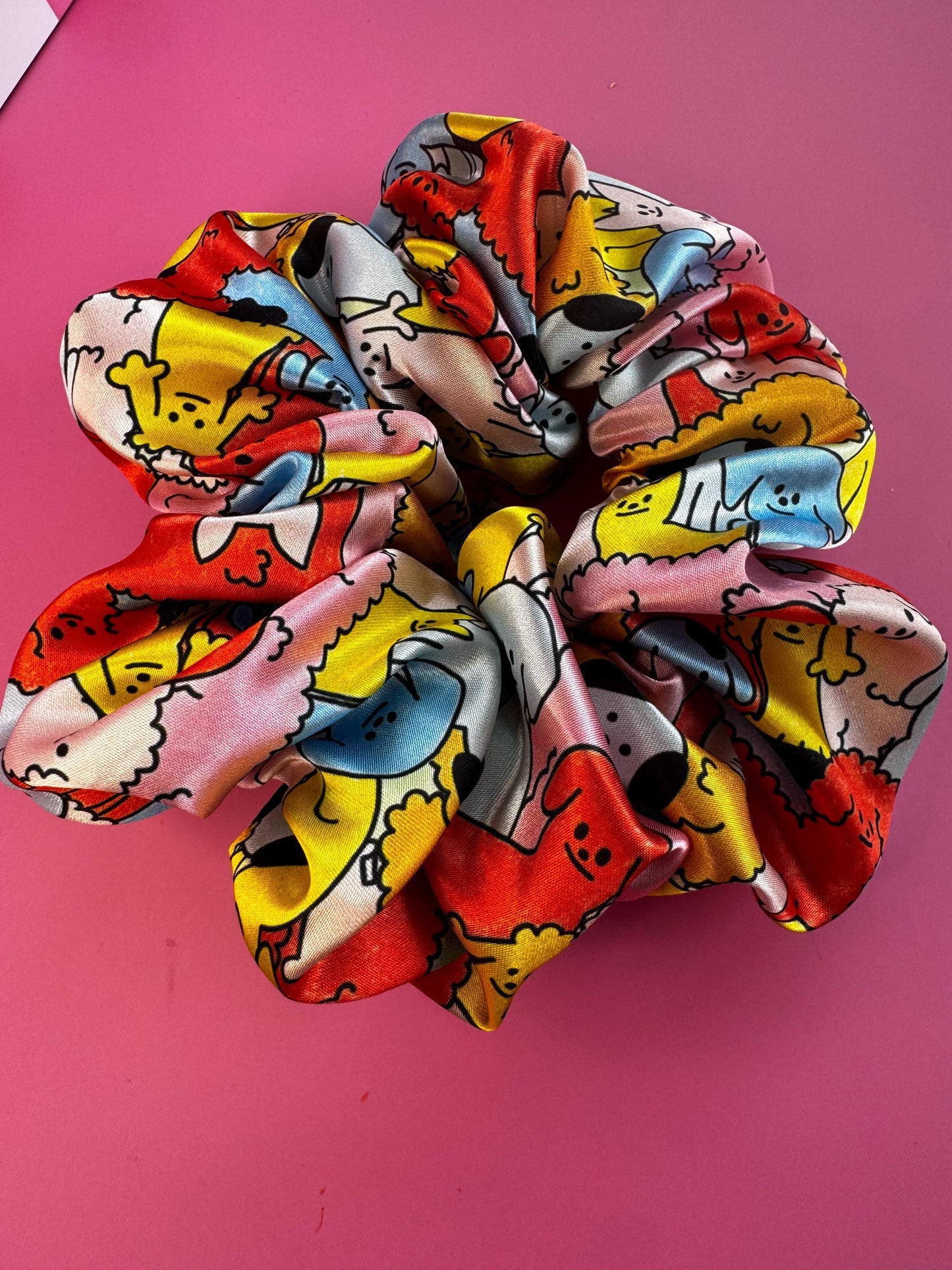 Dog Pattern by The Peach Fuzz Oversized Jumbo XL Satin Scrunchie | Bridal Gift | Bridesmaid Gift | Gifts for Her