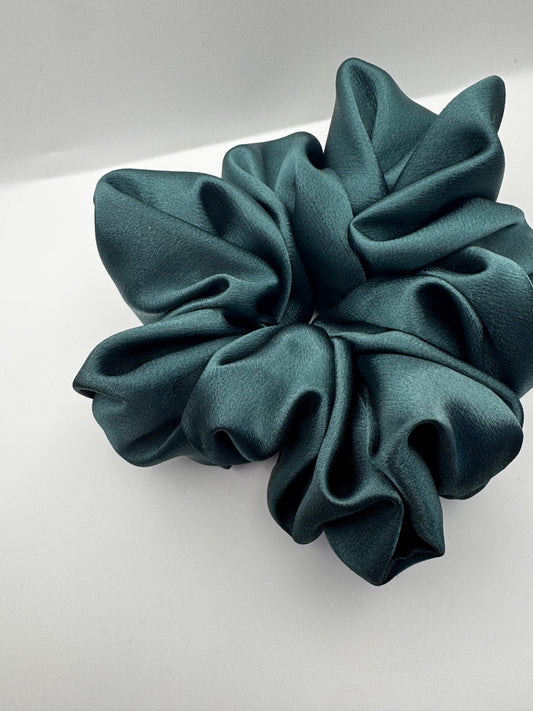 Dark Academia Hunter Green Oversized Jumbo XL Satin Scrunchie | Bridal Gift | Bridesmaid Gift | Gifts for Her