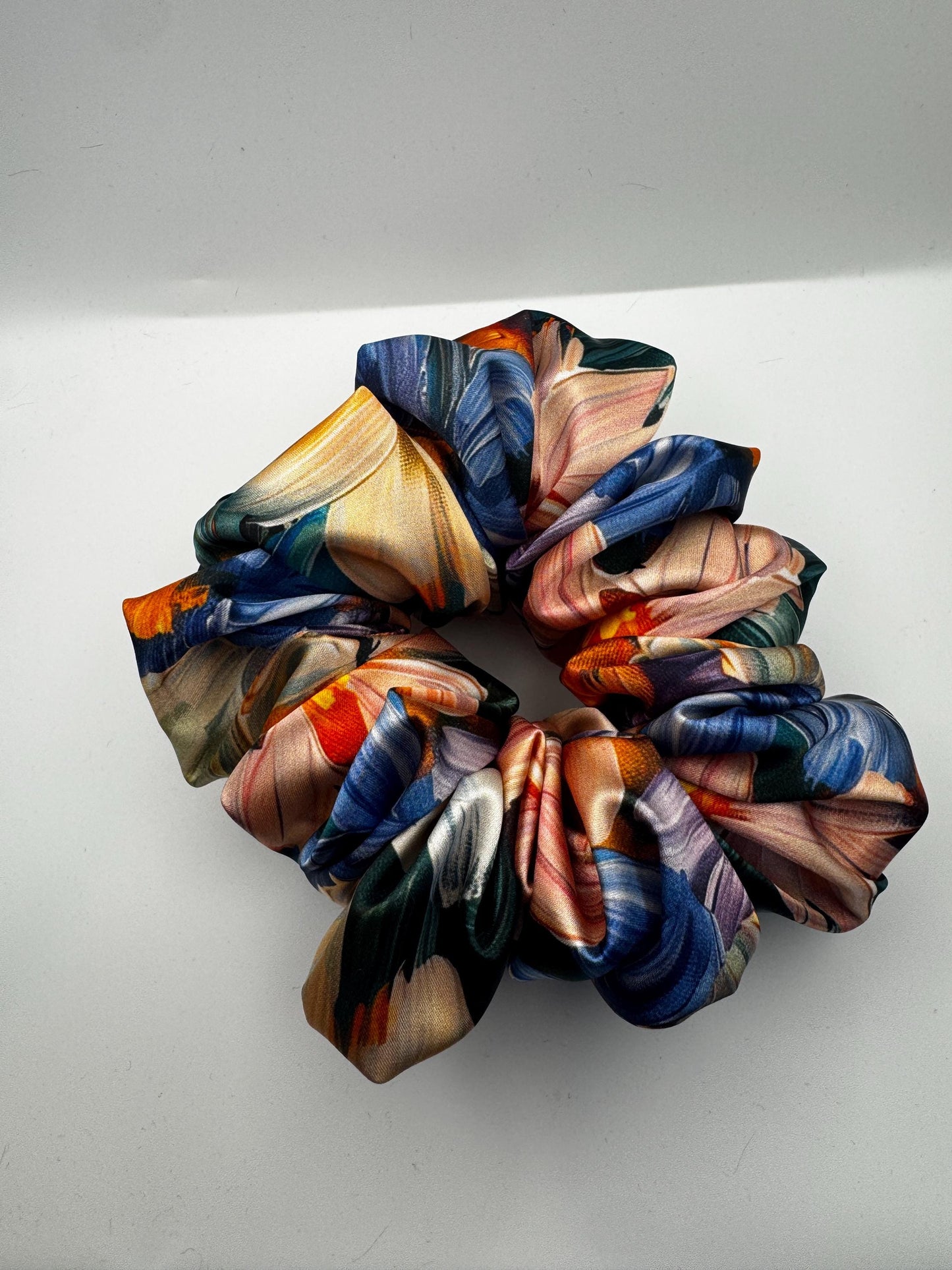 Painted Flower Botanical Plant Print Oversized Jumbo XL Satin Scrunchie | Bridal Gift | Bridesmaid Gift | Gifts for Her