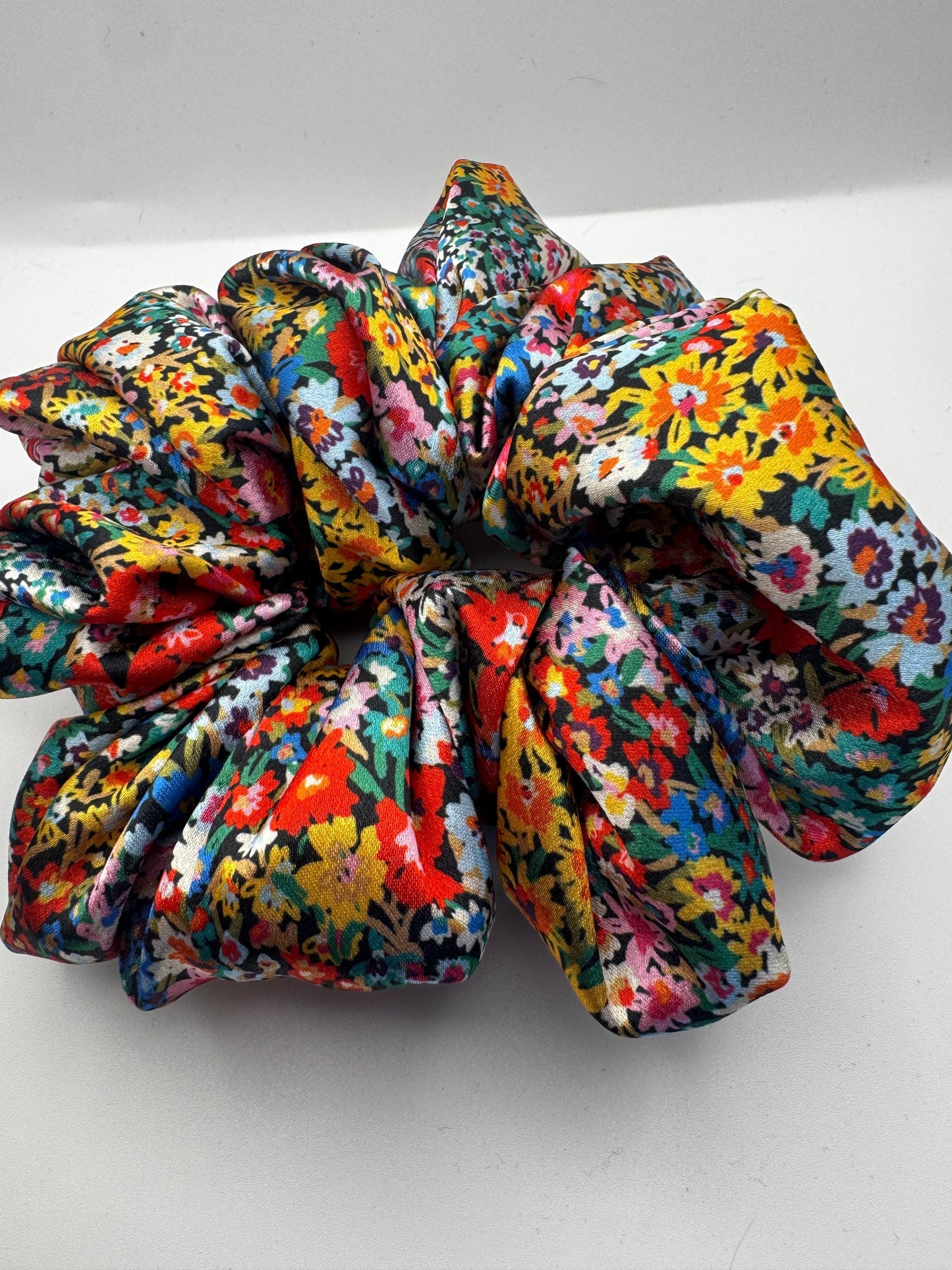 Bright Floral Oversized Jumbo XL Satin Scrunchie | Bridal Gifts | Bridesmaid Gift | Gifts for Her
