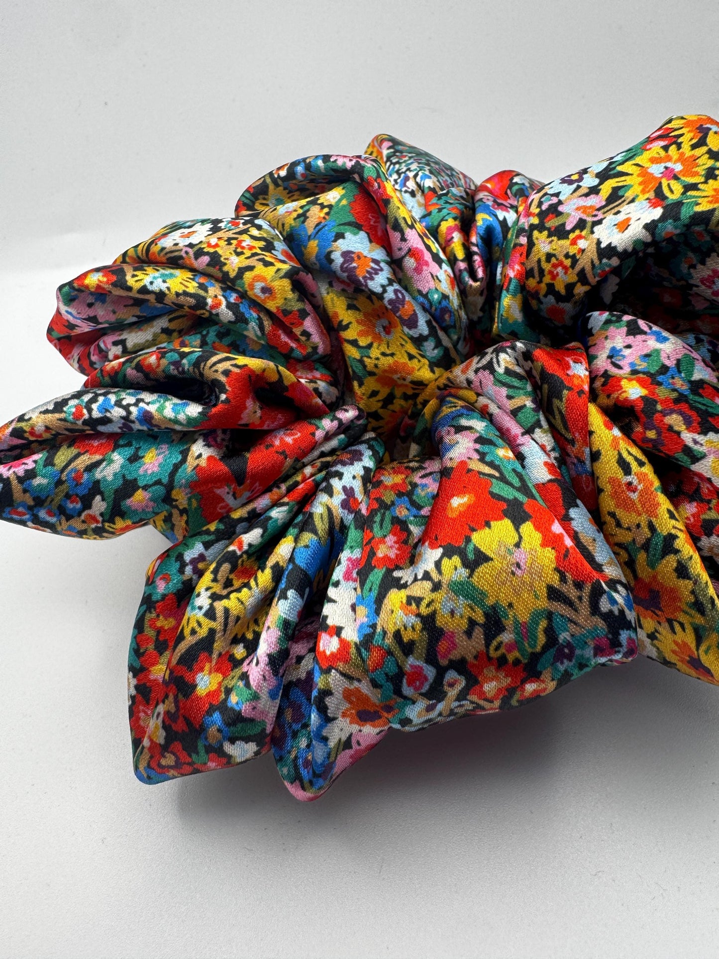 Bright Floral Oversized Jumbo XL Satin Scrunchie | Bridal Gifts | Bridesmaid Gift | Gifts for Her