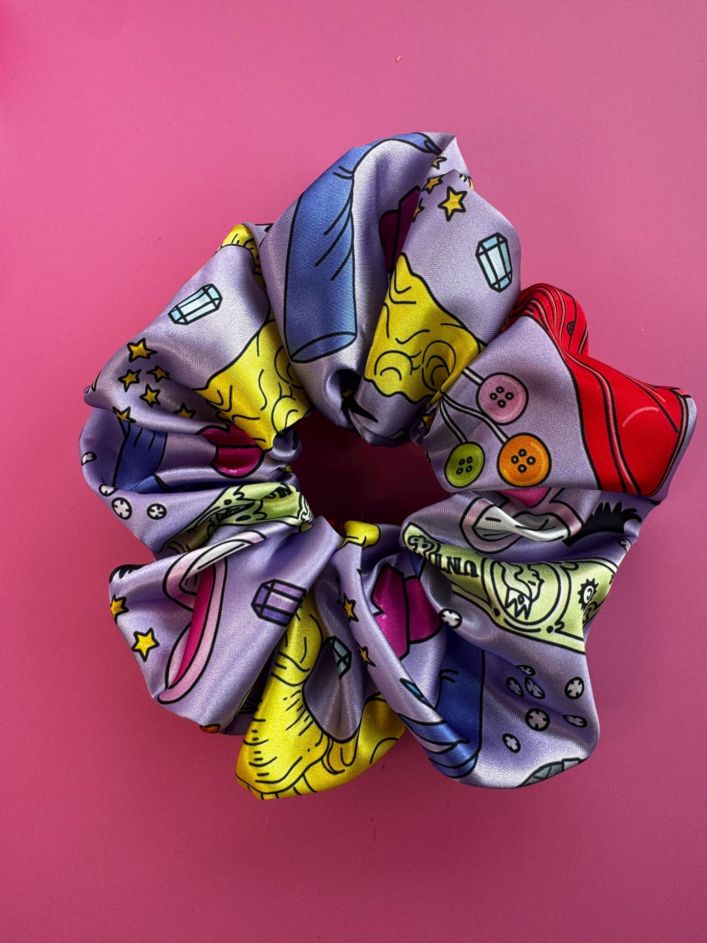 Purple Drag Queen Pattern by The Peach Fuzz Oversized Jumbo XL Satin Scrunchie | Bridal Gift | Bridesmaid Gift | Gifts for Her
