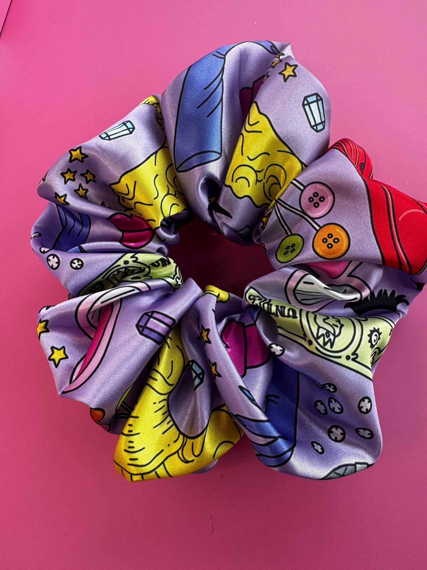 Purple Drag Queen Pattern by The Peach Fuzz Oversized Jumbo XL Satin Scrunchie | Bridal Gift | Bridesmaid Gift | Gifts for Her
