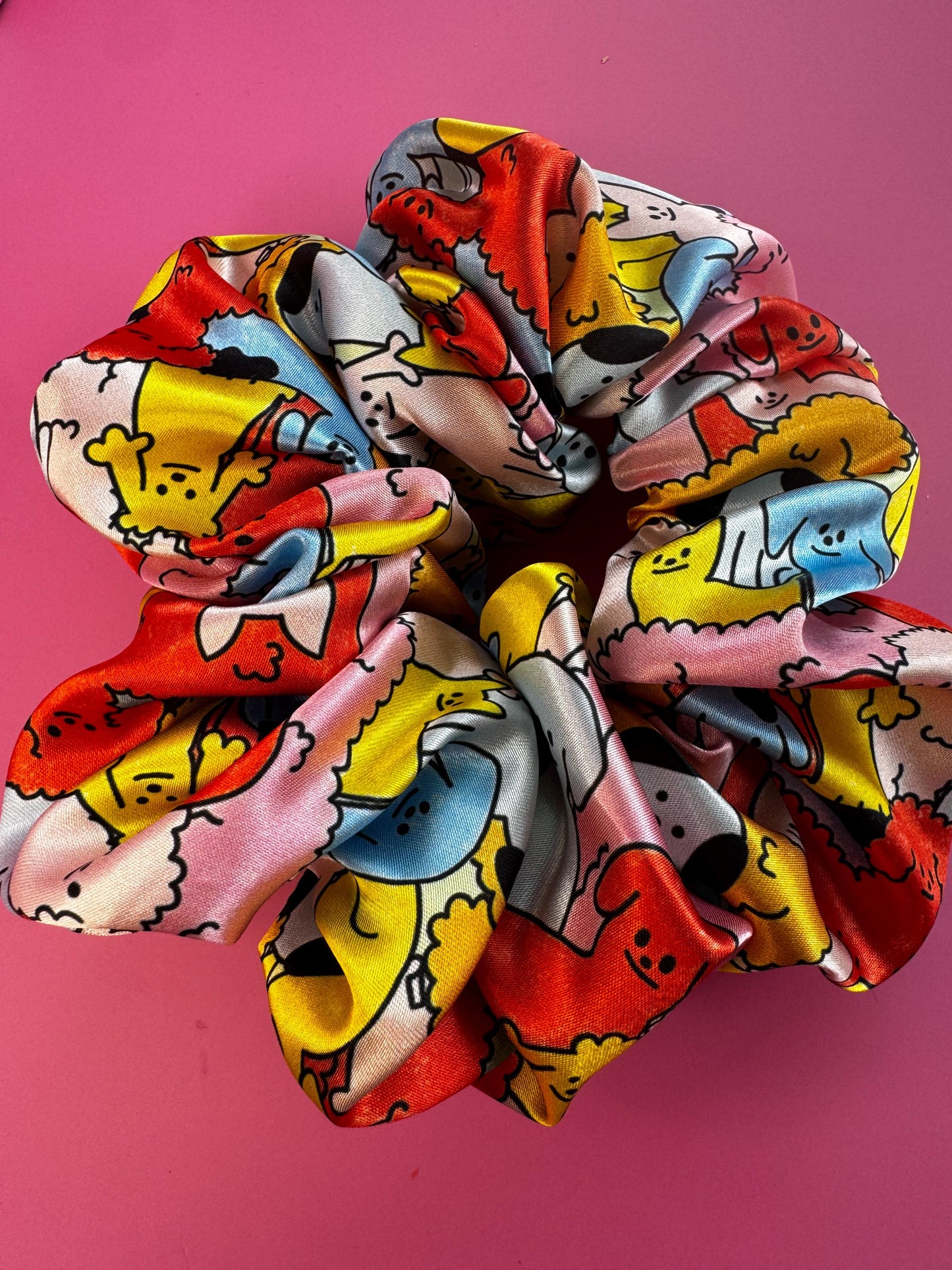 Dog Pattern by The Peach Fuzz Oversized Jumbo XL Satin Scrunchie | Bridal Gift | Bridesmaid Gift | Gifts for Her