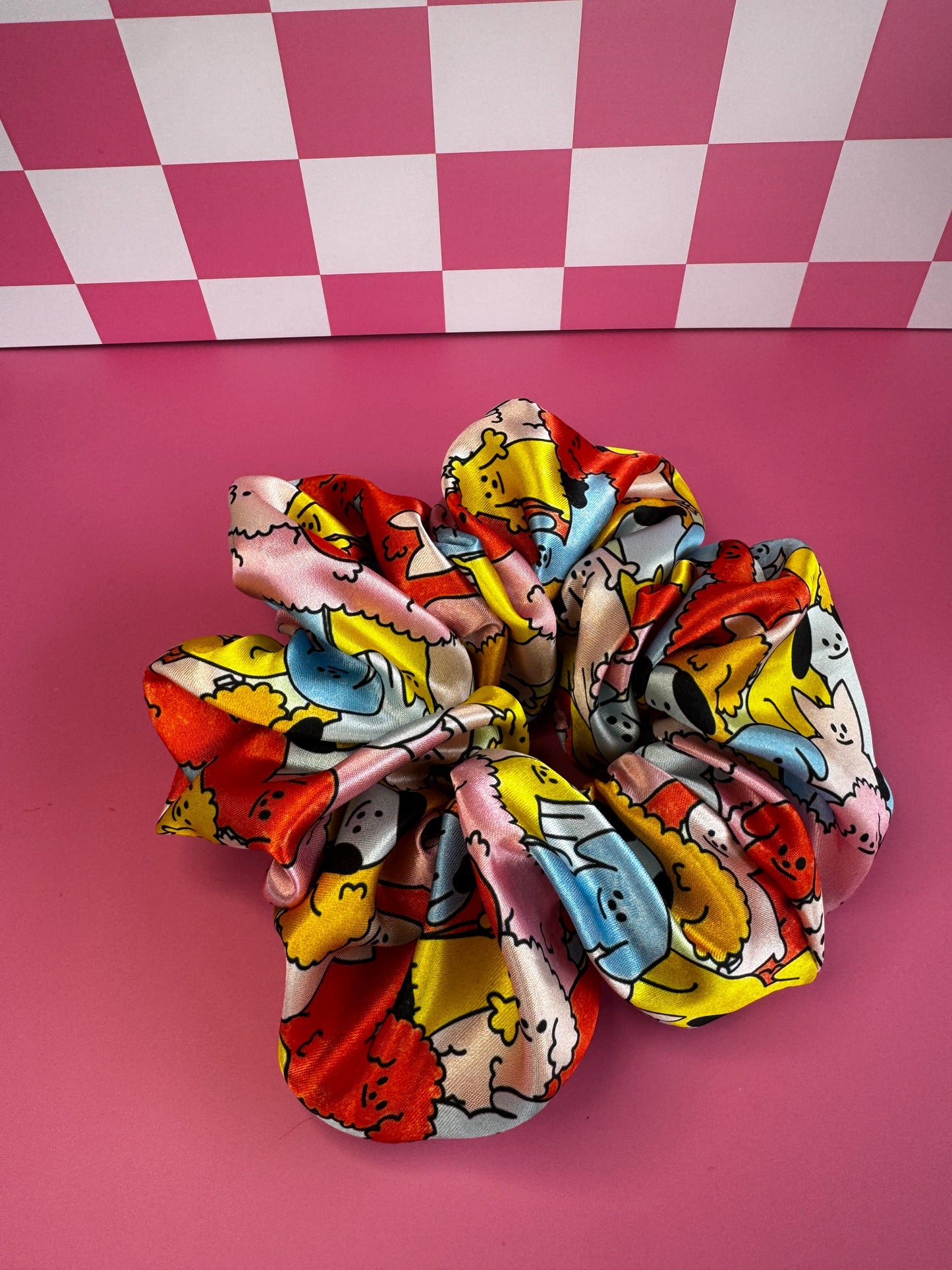 Dog Pattern by The Peach Fuzz Oversized Jumbo XL Satin Scrunchie | Bridal Gift | Bridesmaid Gift | Gifts for Her