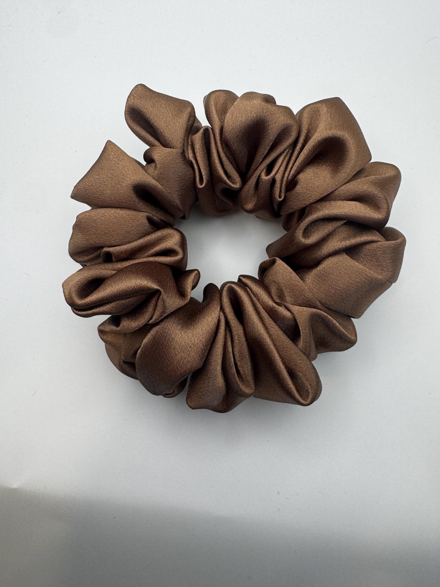 Mocha Mousse Neutral Brown Medium Size Satin Scrunchie | Bridal Gift | Bridesmaid Gift | Gifts for Her