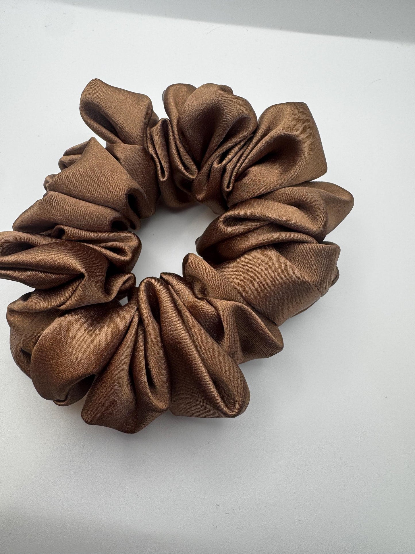 Mocha Mousse Neutral Brown Medium Size Satin Scrunchie | Bridal Gift | Bridesmaid Gift | Gifts for Her