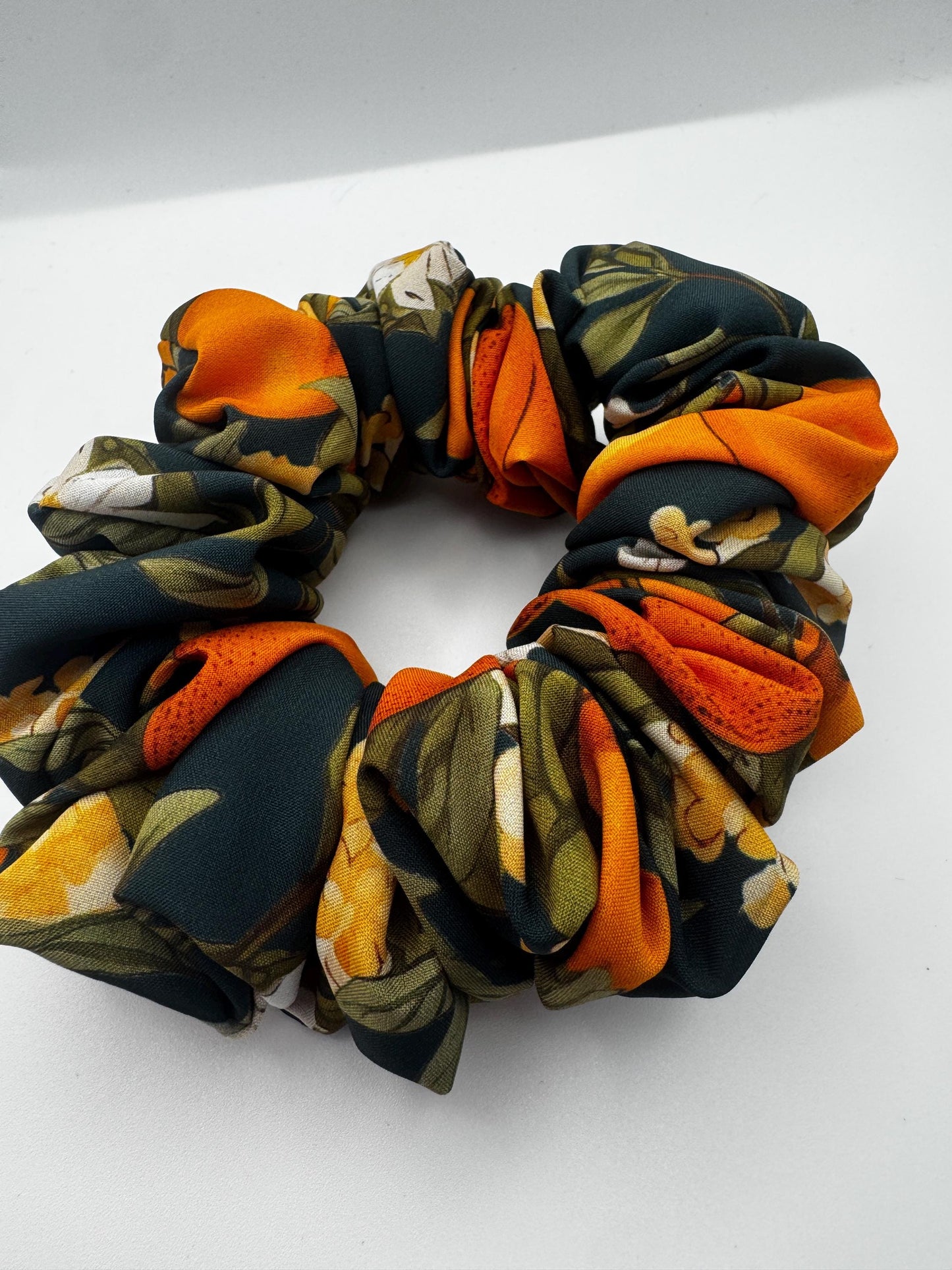 Orange Blossom Green Medium Satin Scrunchie | Bridal Gifts | Bridesmaid Gift | Gifts for Her