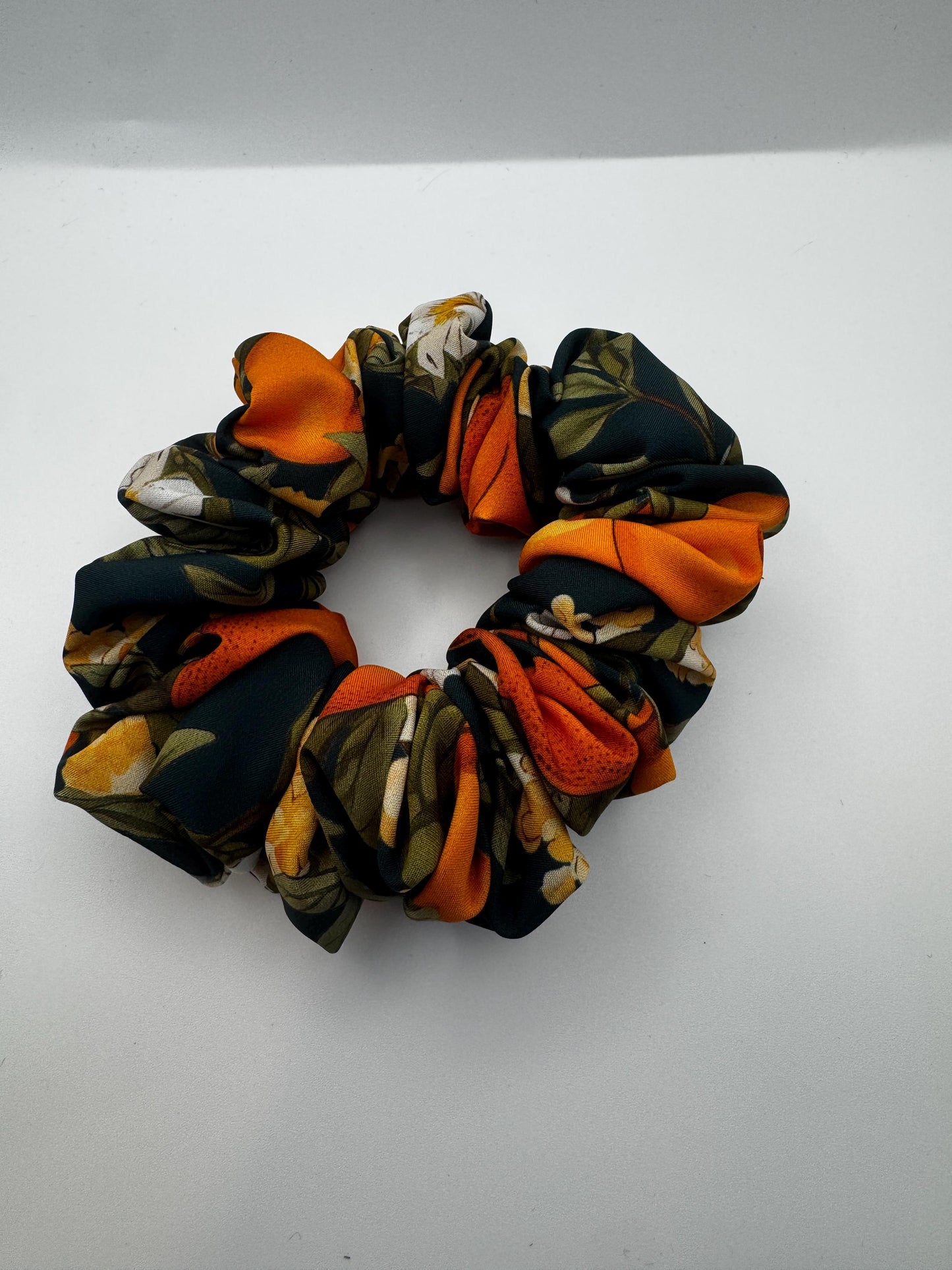 Orange Blossom Green Medium Satin Scrunchie | Bridal Gifts | Bridesmaid Gift | Gifts for Her