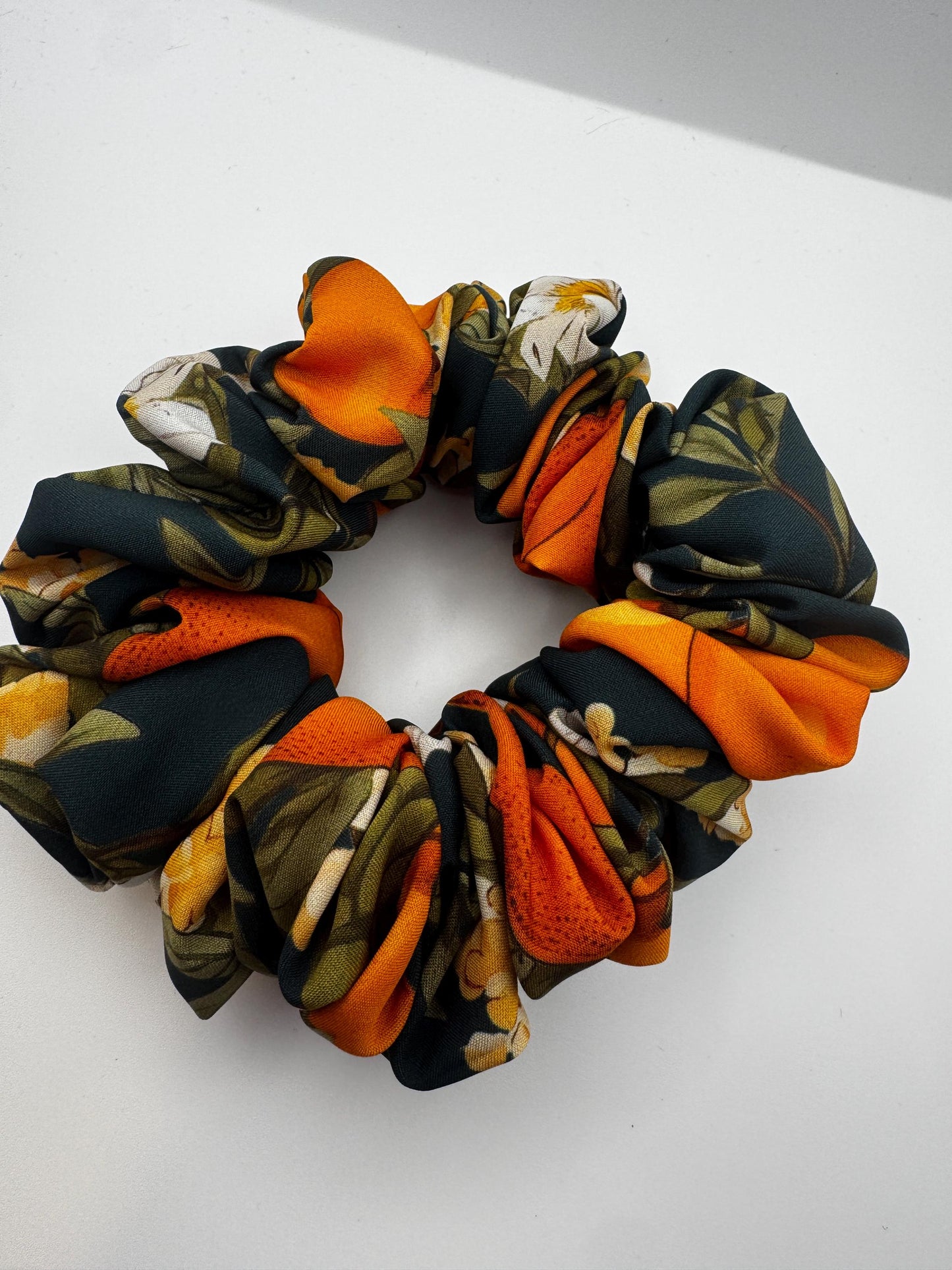 Orange Blossom Green Medium Satin Scrunchie | Bridal Gifts | Bridesmaid Gift | Gifts for Her