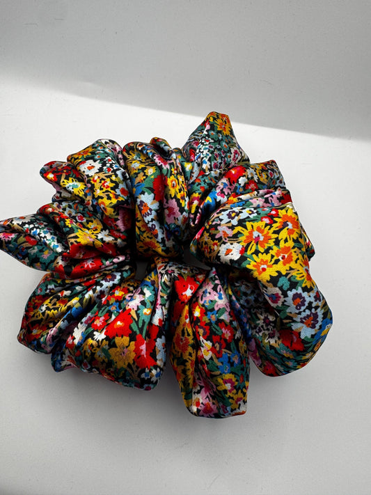 Bright Floral Oversized Jumbo XL Satin Scrunchie | Bridal Gifts | Bridesmaid Gift | Gifts for Her