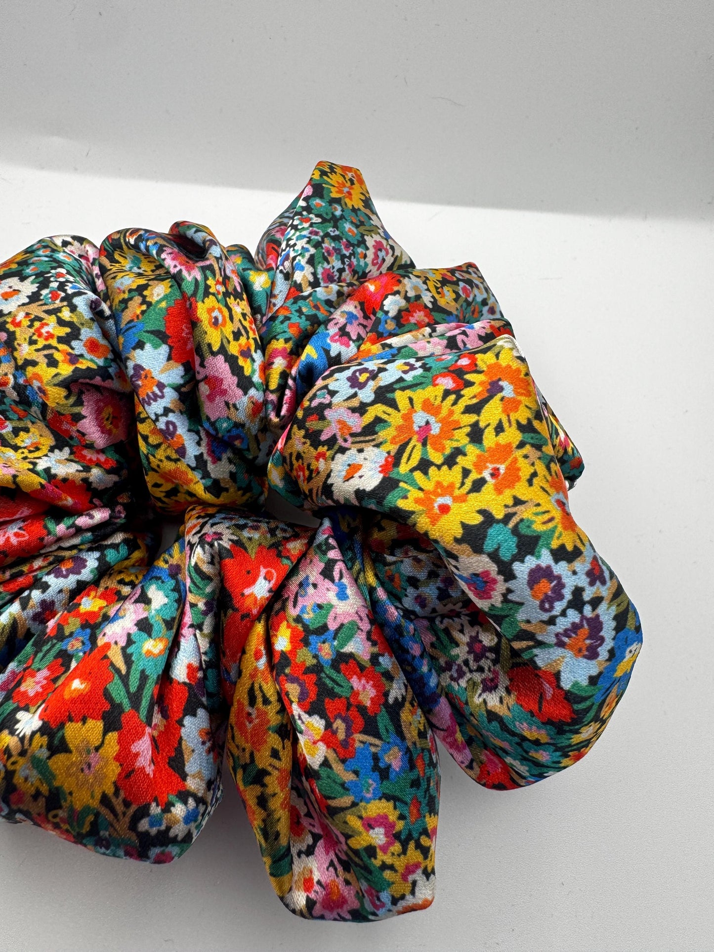 Bright Floral Oversized Jumbo XL Satin Scrunchie | Bridal Gifts | Bridesmaid Gift | Gifts for Her