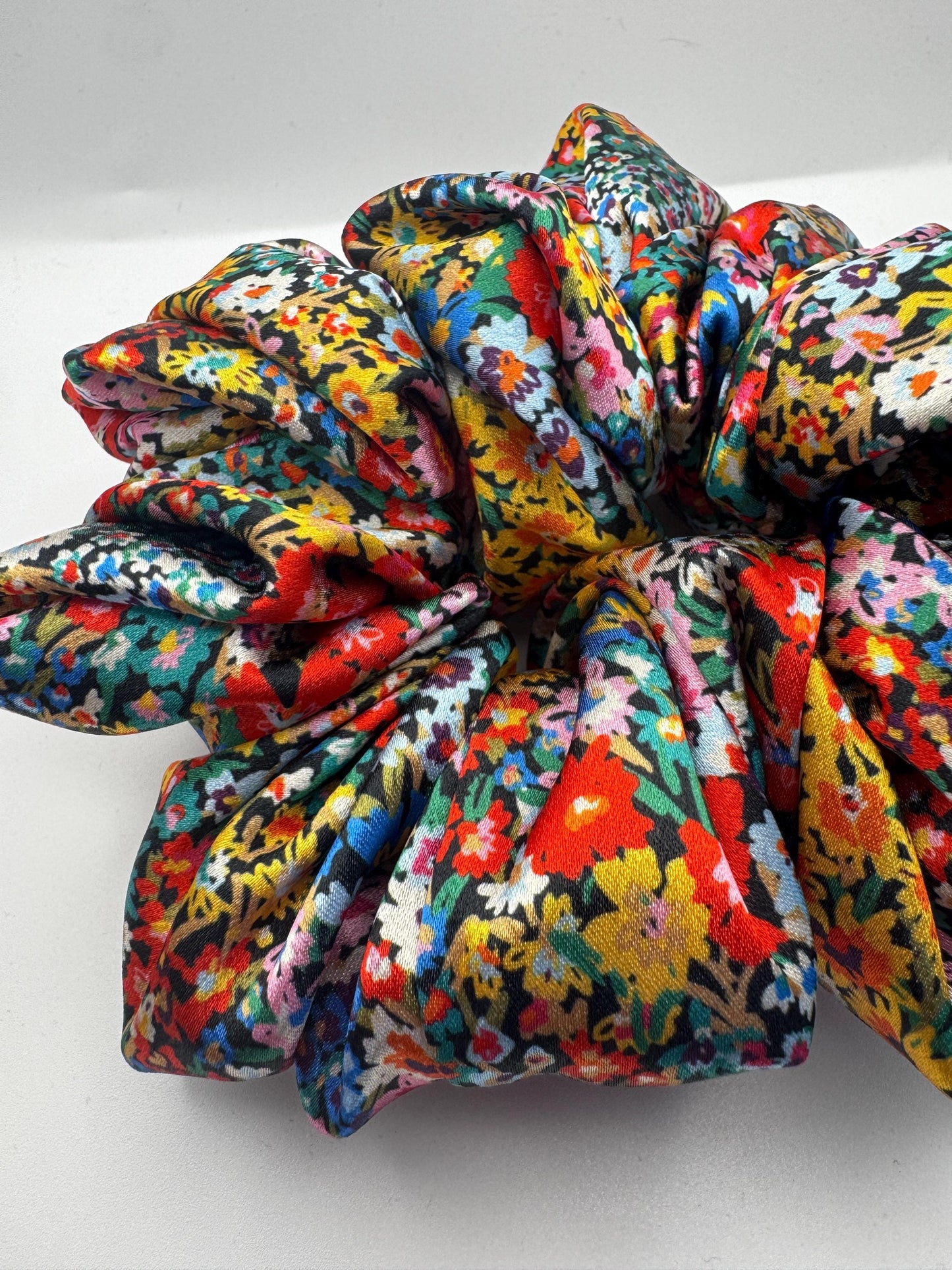 Bright Floral Oversized Jumbo XL Satin Scrunchie | Bridal Gifts | Bridesmaid Gift | Gifts for Her