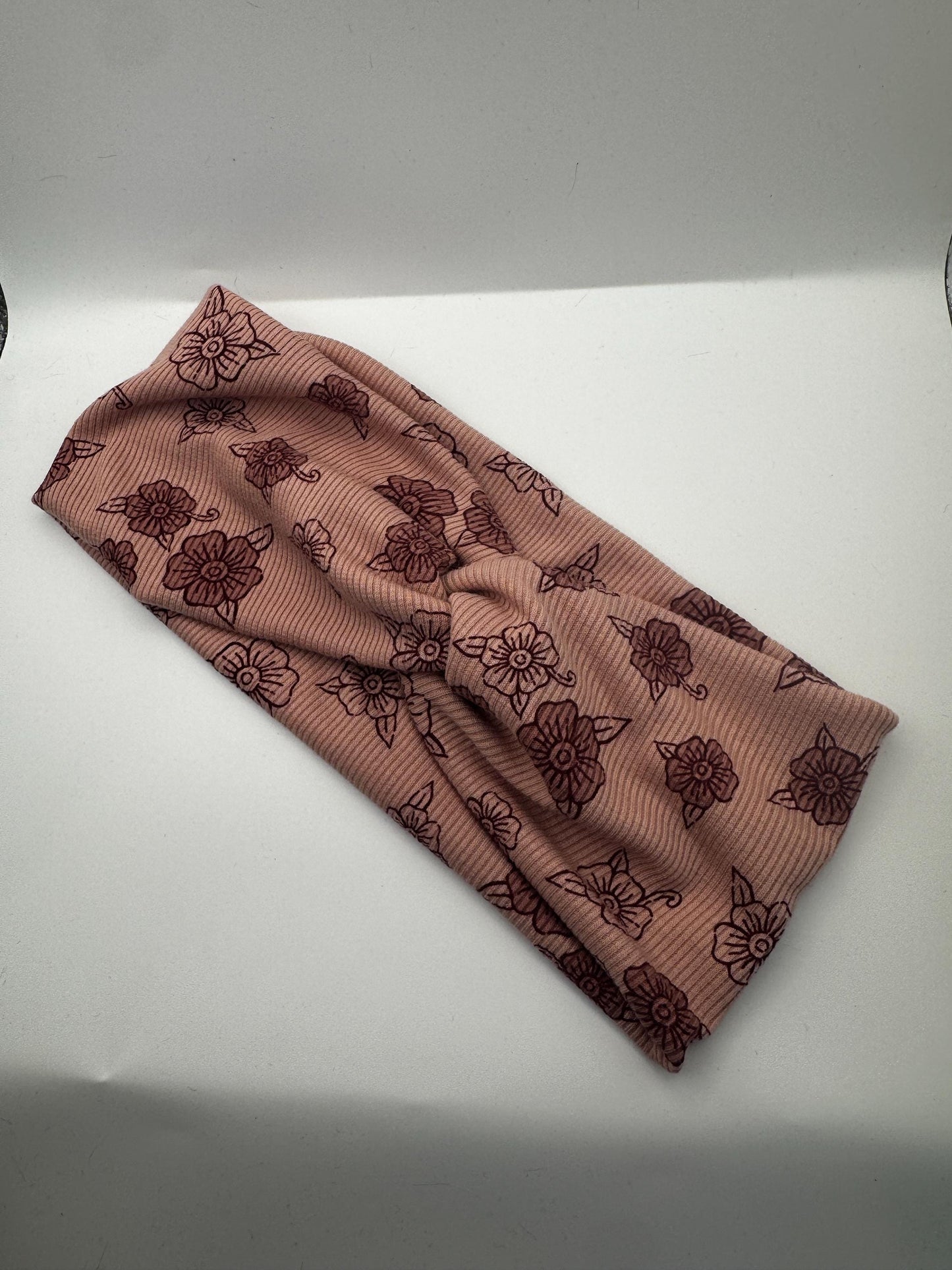 Rose Pink Floral Botanical Plant Print Boho Twist Headband | Soft Headband | Hair Wrap | Headband for Women and Girls