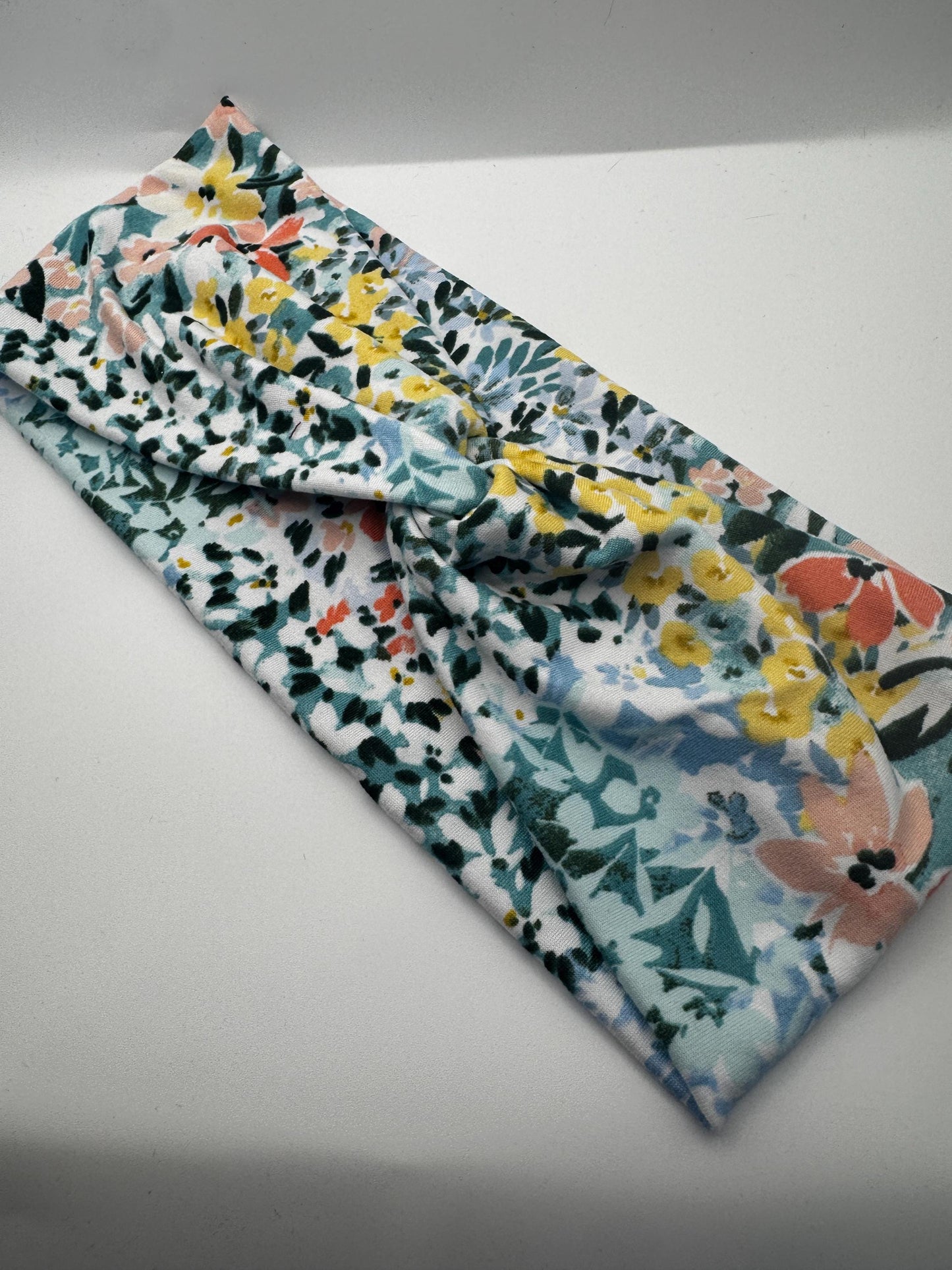 Watercolor Floral Botanical Plant Print Boho Twist Headband | Soft Headband | Hair Wrap | Headband for Women and Girls