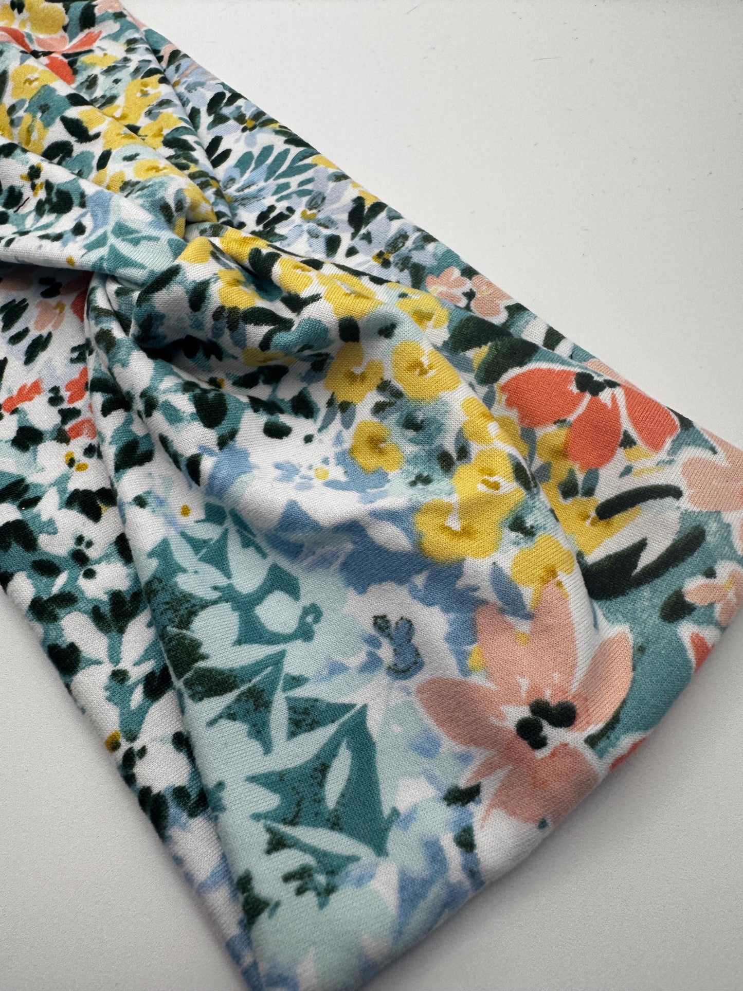 Watercolor Floral Botanical Plant Print Boho Twist Headband | Soft Headband | Hair Wrap | Headband for Women and Girls