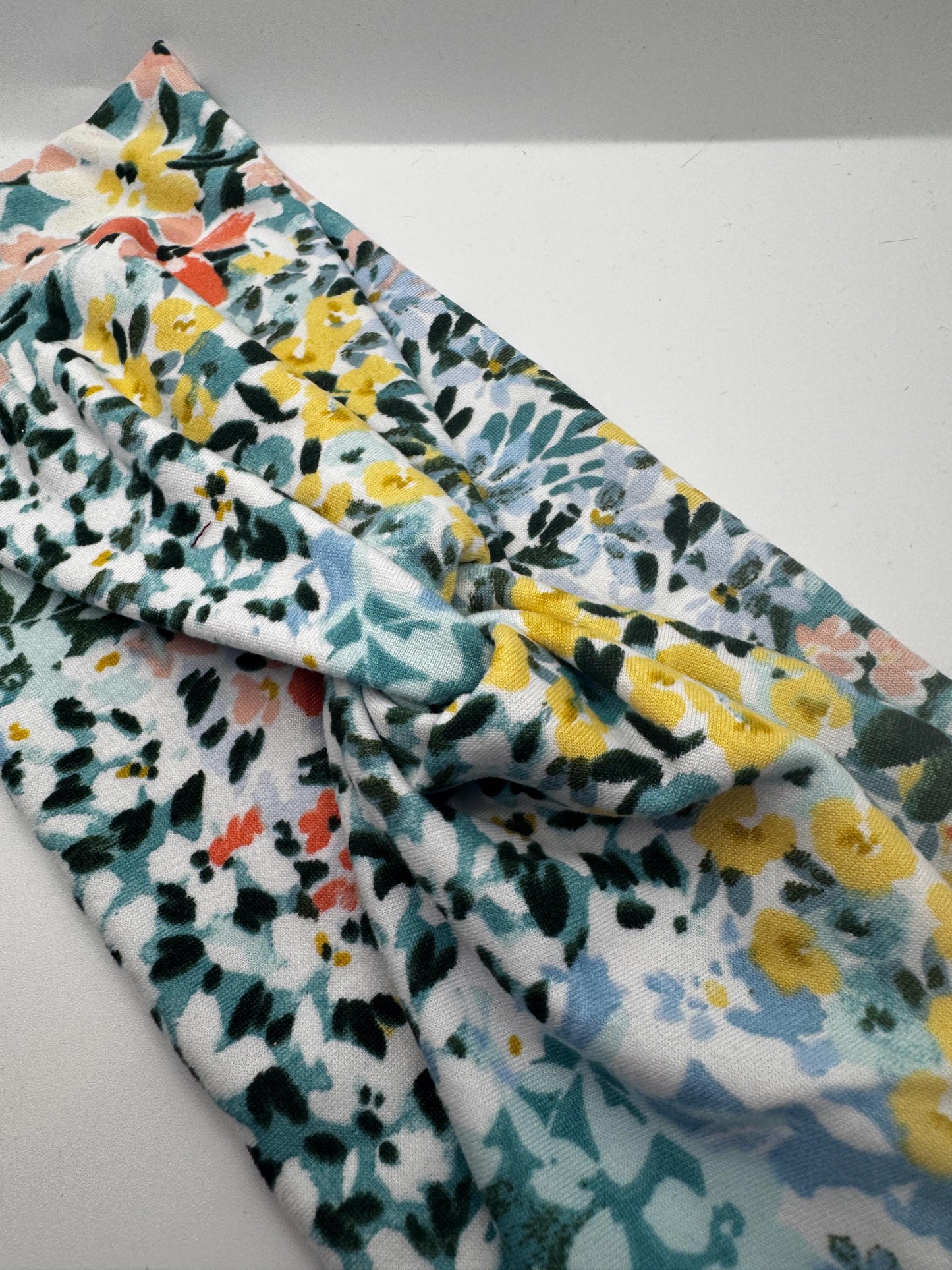 Watercolor Floral Botanical Plant Print Boho Twist Headband | Soft Headband | Hair Wrap | Headband for Women and Girls