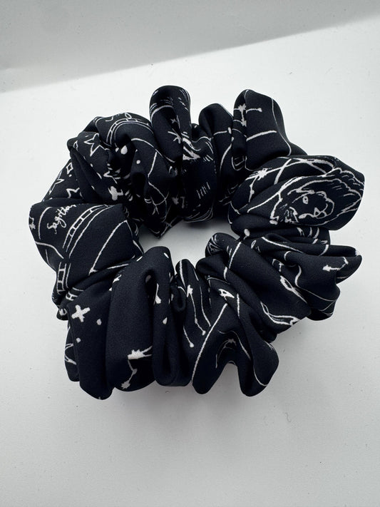 Black and White Constellation Zodiac Celestial Medium Size Satin Scrunchie | Bridal Gift | Bridesmaid Gift | Gifts for Her