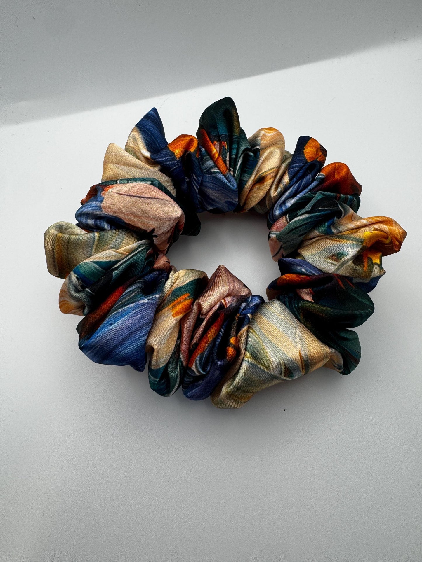 Painted Flower Botanical Plant Print Medium Size Satin Scrunchie | Bridal Gift | Bridesmaid Gift | Gifts for Her