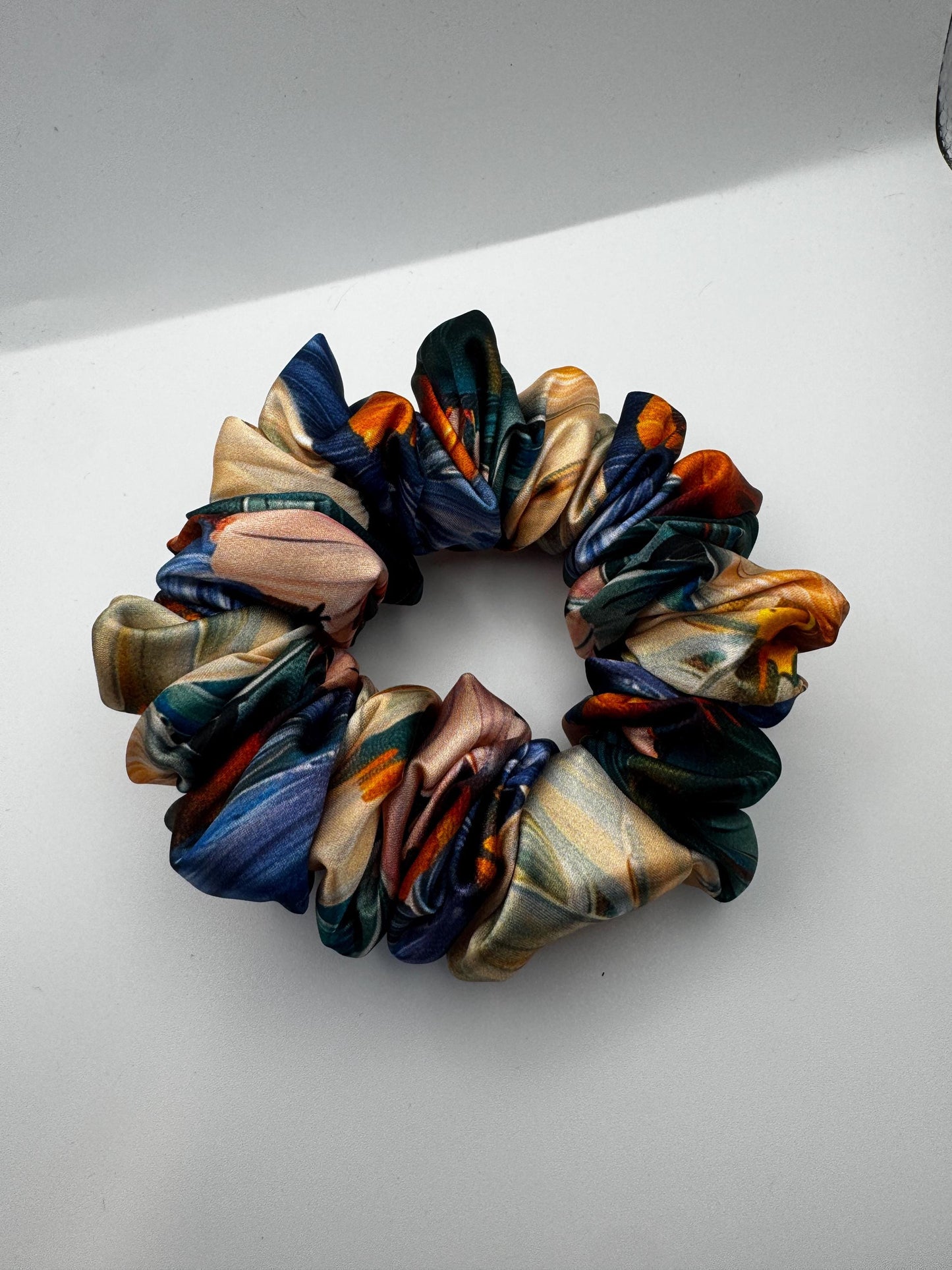 Painted Flower Botanical Plant Print Medium Size Satin Scrunchie | Bridal Gift | Bridesmaid Gift | Gifts for Her