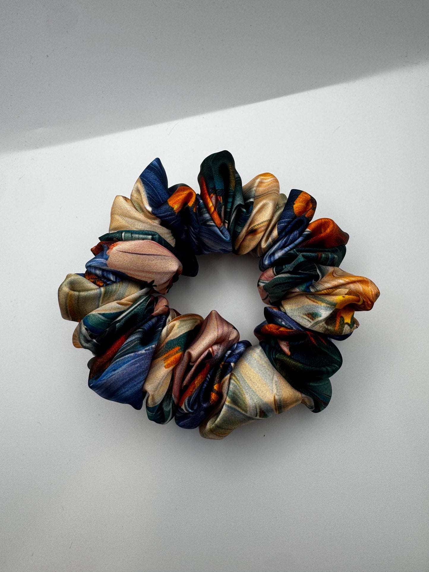 Painted Flower Botanical Plant Print Medium Size Satin Scrunchie | Bridal Gift | Bridesmaid Gift | Gifts for Her