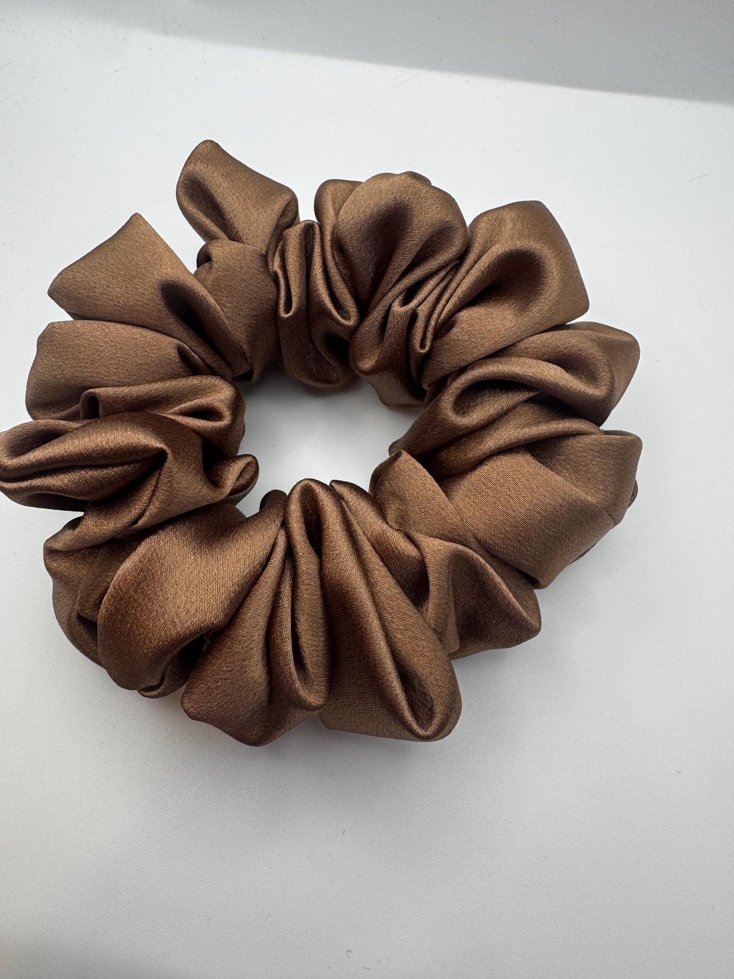 Mocha Mousse Neutral Brown Medium Size Satin Scrunchie | Bridal Gift | Bridesmaid Gift | Gifts for Her