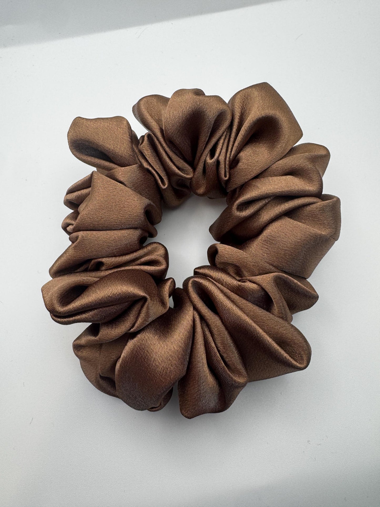 Mocha Mousse Neutral Brown Medium Size Satin Scrunchie | Bridal Gift | Bridesmaid Gift | Gifts for Her