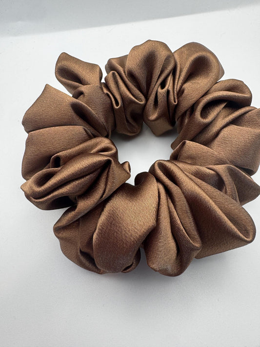 Mocha Mousse Neutral Brown Medium Size Satin Scrunchie | Bridal Gift | Bridesmaid Gift | Gifts for Her