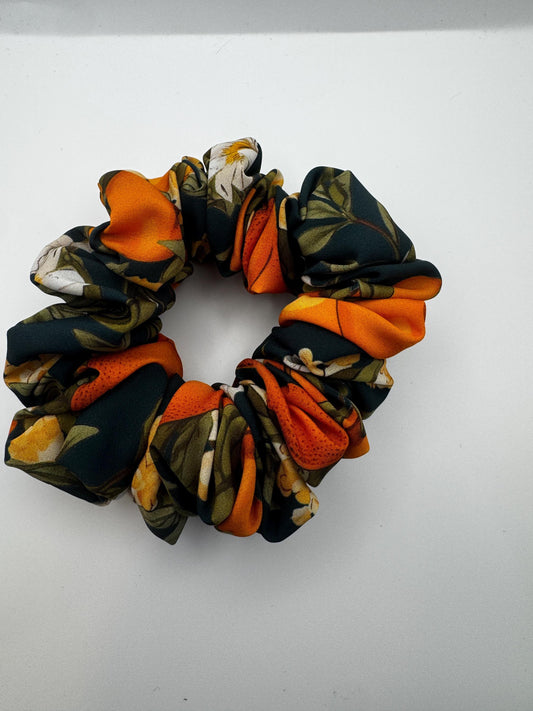 Orange Blossom Green Medium Satin Scrunchie | Bridal Gifts | Bridesmaid Gift | Gifts for Her