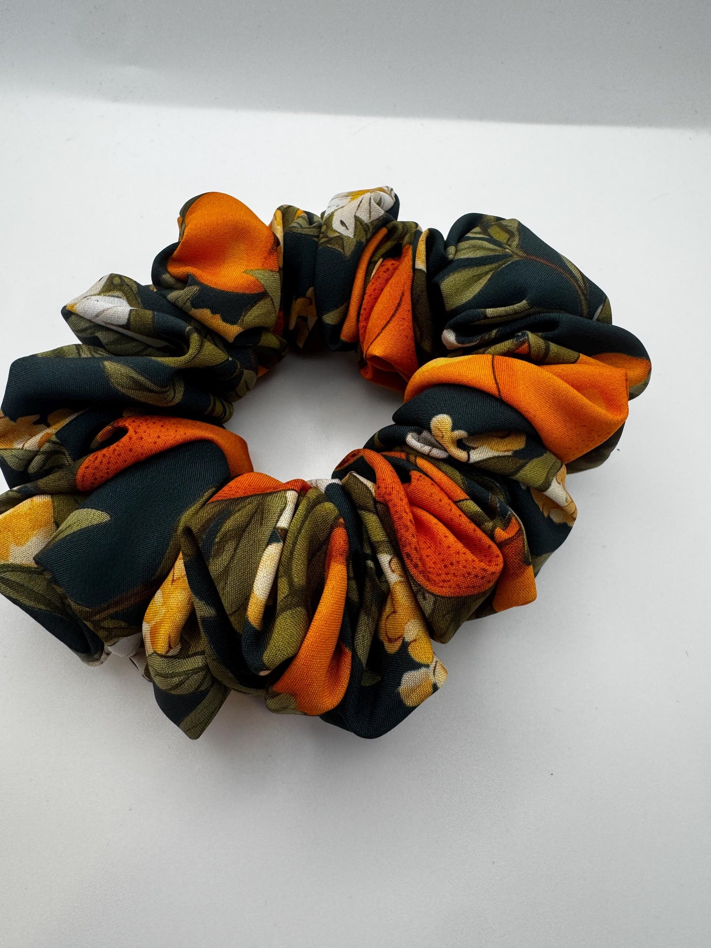 Orange Blossom Green Medium Satin Scrunchie | Bridal Gifts | Bridesmaid Gift | Gifts for Her