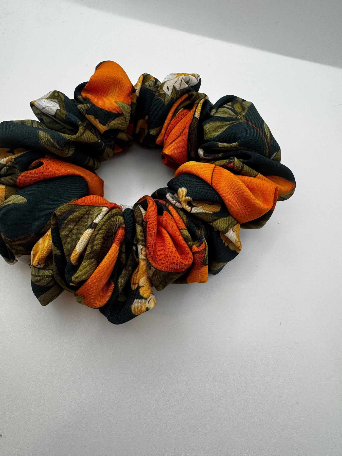 Orange Blossom Green Medium Satin Scrunchie | Bridal Gifts | Bridesmaid Gift | Gifts for Her