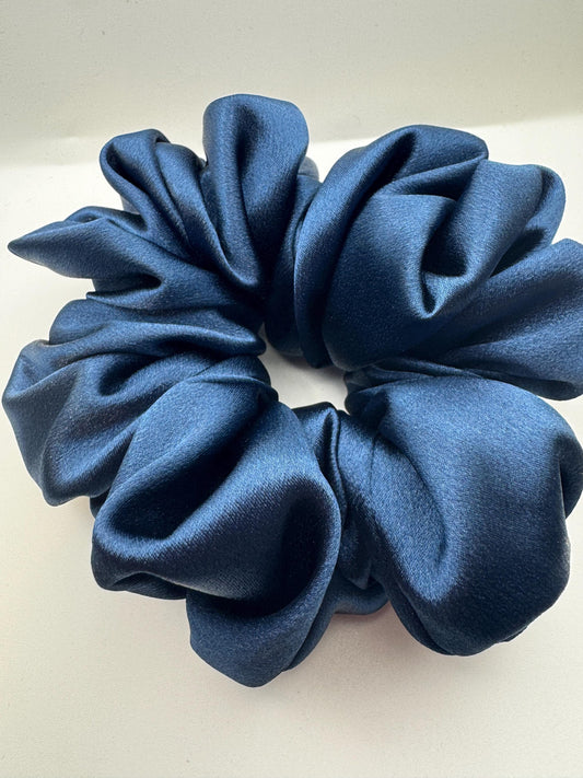 Dark Academia Dark Blue Oversized Jumbo XL Satin Scrunchie | Bridal Gift | Bridesmaid Gift | Gifts for Her