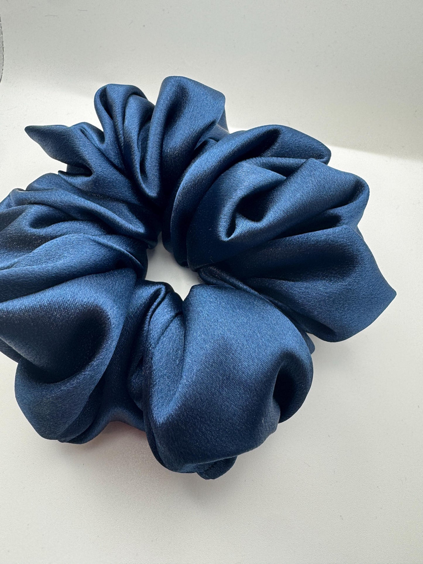 Dark Academia Dark Blue Oversized Jumbo XL Satin Scrunchie | Bridal Gift | Bridesmaid Gift | Gifts for Her