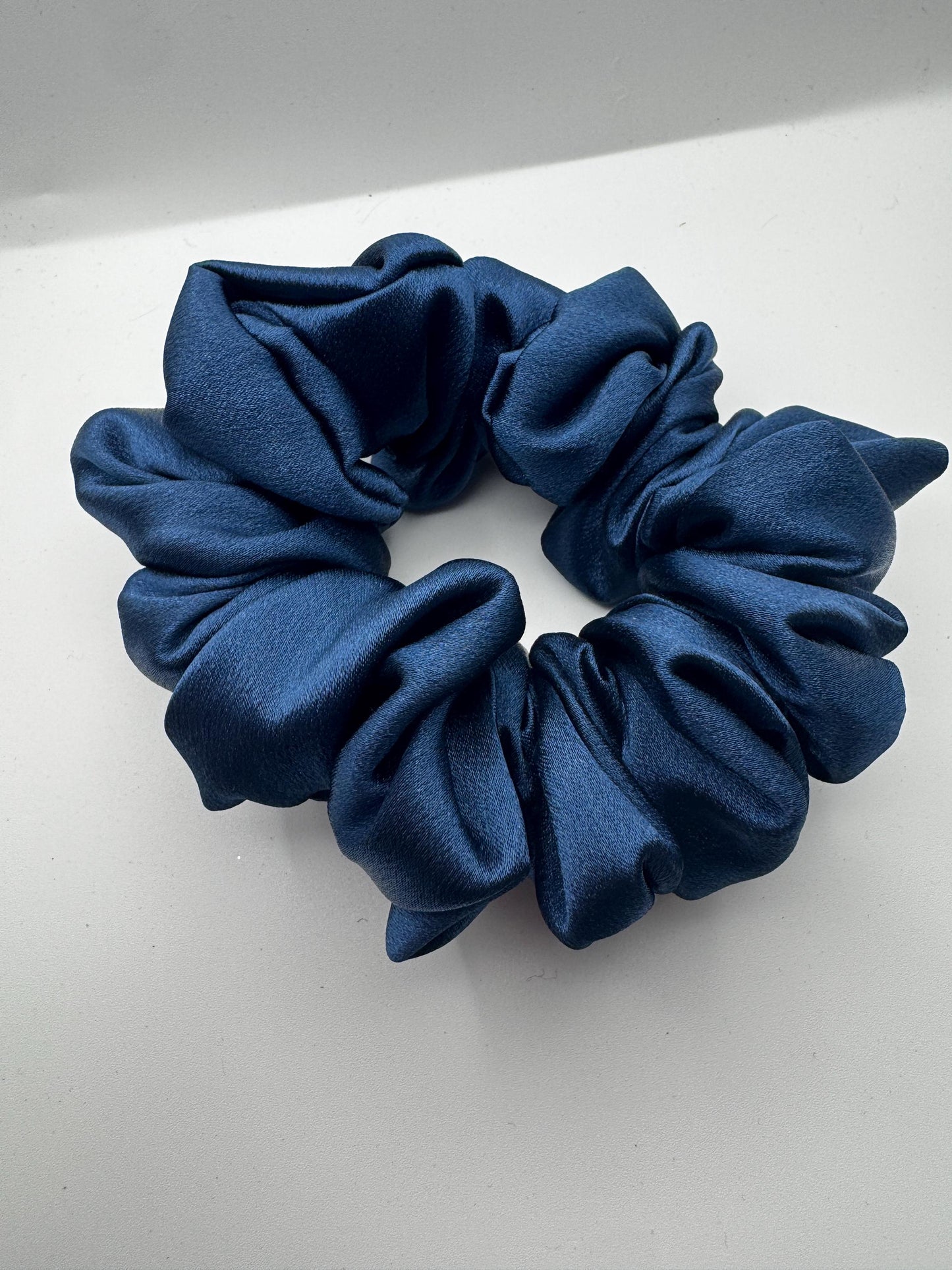 Dark Academia Dark Blue Regular Medium Size Satin Scrunchie | Bridal Gift | Bridesmaid Gift | Gifts for Her