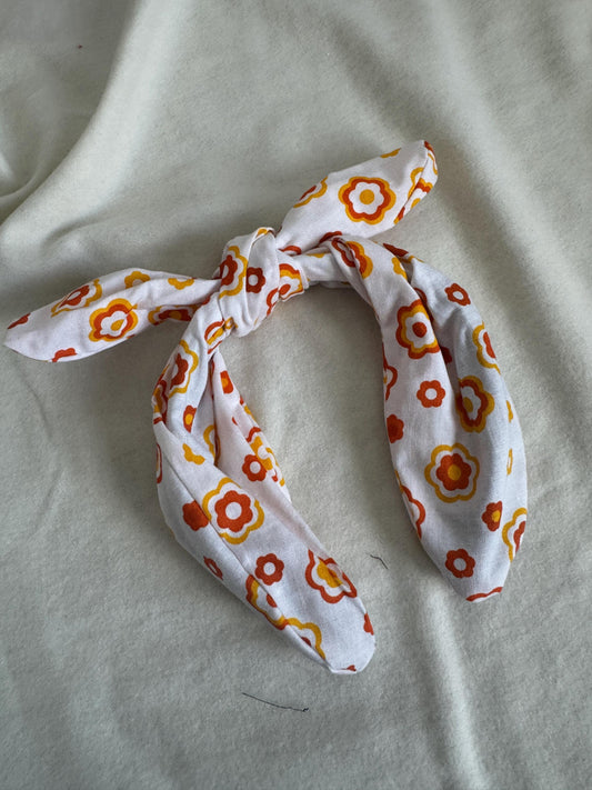 Orange Yellow Retro Flower Headband | Hard Headband | Bow Headband| Headband for Women and Girls