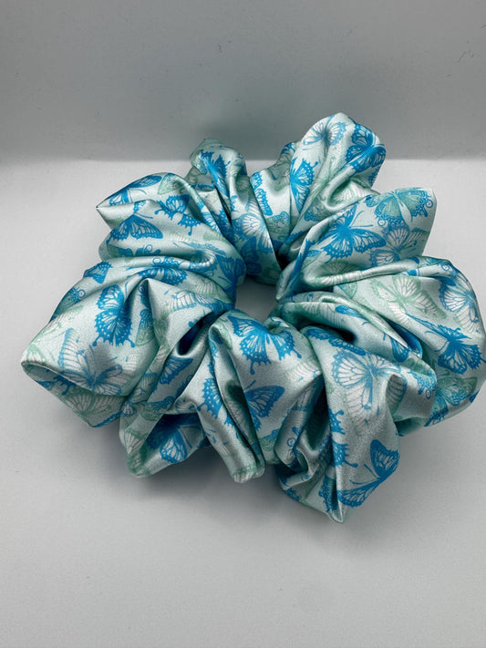 Blue Butterfly Oversized Jumbo XL Satin Scrunchie | Bridal Gifts | Bridesmaid Gift | Gifts for Her
