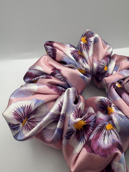 Purple Floral Coquette Cottagecore Satin Scrunchie | Bridal Gift | Bridesmaid Gift | Gifts for Her