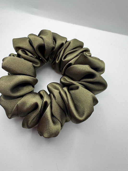 Olive Jade Green Cottagecore Regular Medium Size Satin Scrunchie  | Bridal Gift | Bridesmaid Gift | Gifts for Her
